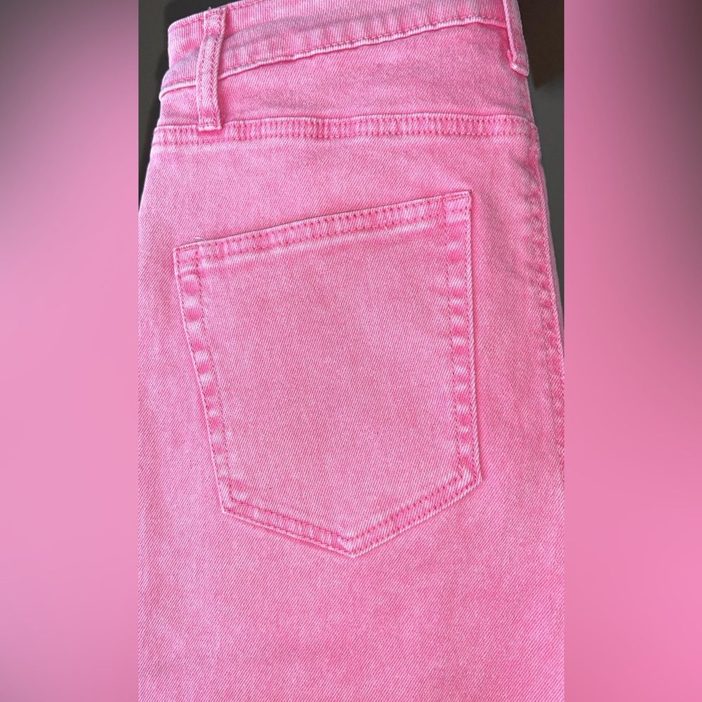 NWT - Anthropologie Heston Cotton High Rise Straight Leg Pink Jeans (Size: 27) - Picture 7 of 9